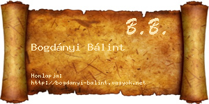 Bogdányi Bálint névjegykártya